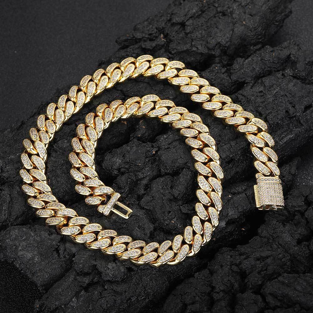 12mm Double Row Iced Out Cuban Chain Zircon Necklace - CaratixJewelry
