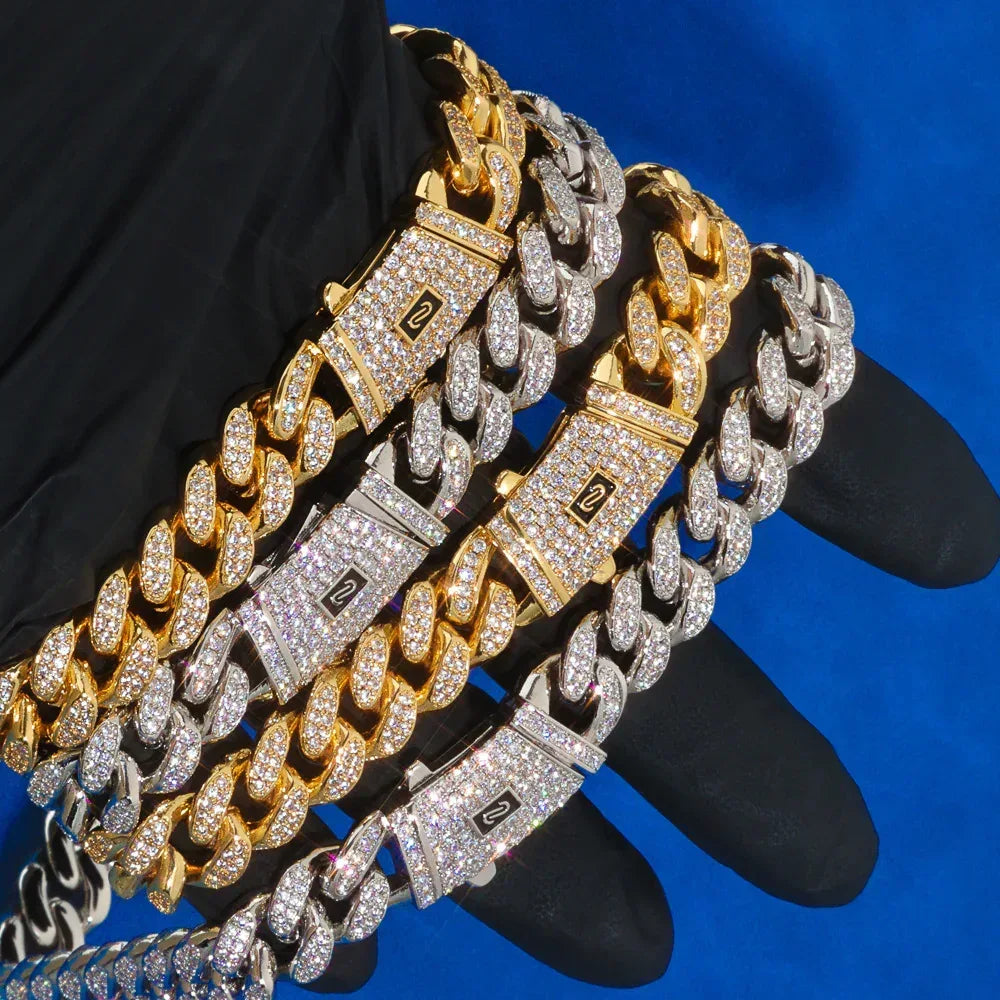 Custom 12mm Double-Row Moroccan Cuban Link | High-End Hip Hop Jewelry | Caratix - CaratixJewelry