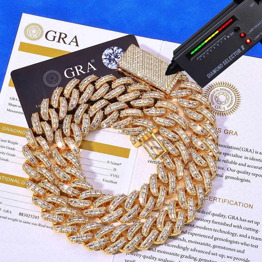 18mm Moissanite Cuban Link Chain for Men – S925 Sterling Silver Luxury Hip Hop Necklace - CaratixJewelry