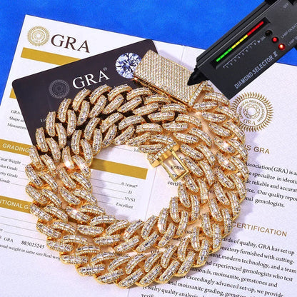 18mm Moissanite Cuban Link Chain for Men – S925 Sterling Silver Luxury Hip Hop Necklace - CaratixJewelry