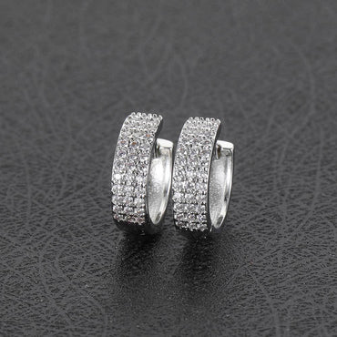 Square Hoop Earrings with Micro-Pave 3-Row Zircon Stones for Men and Women | Trendy Hip Hop Jewelry | Caratix Jewelry - CaratixJewelry
