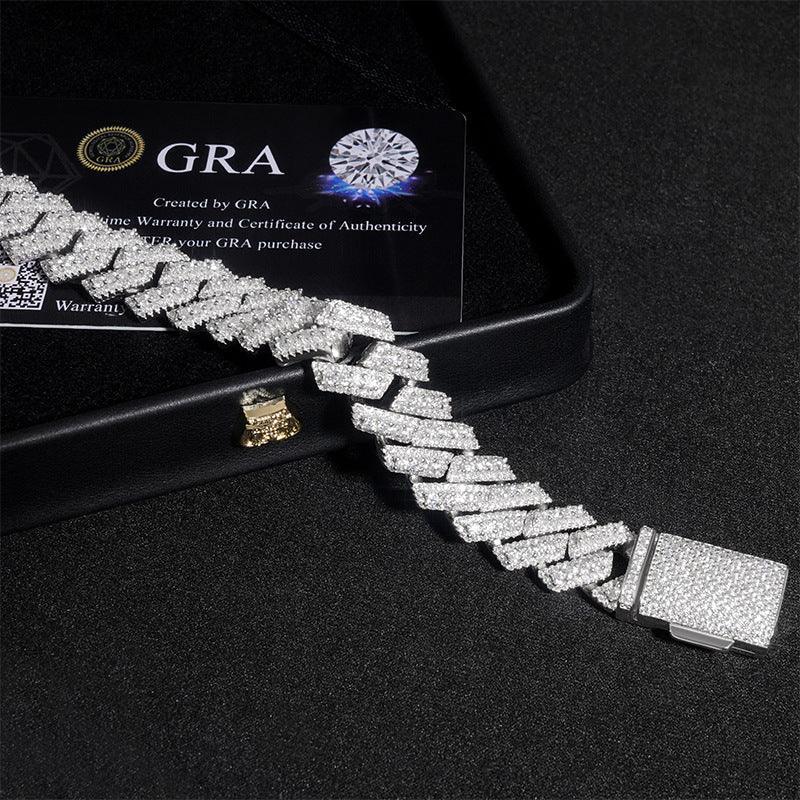 15mm Moissanite Cuban Link Chain | Gold-Plated 925 Silver Necklace - CaratixJewelry