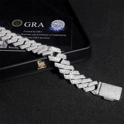 15mm Moissanite Cuban Link Chain | Gold-Plated 925 Silver Necklace - CaratixJewelry