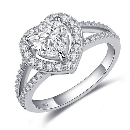 Romantic 1 Carat Heart Shaped Moissanite Ring | S925 Silver D VVS1 Solitaire | Caratix