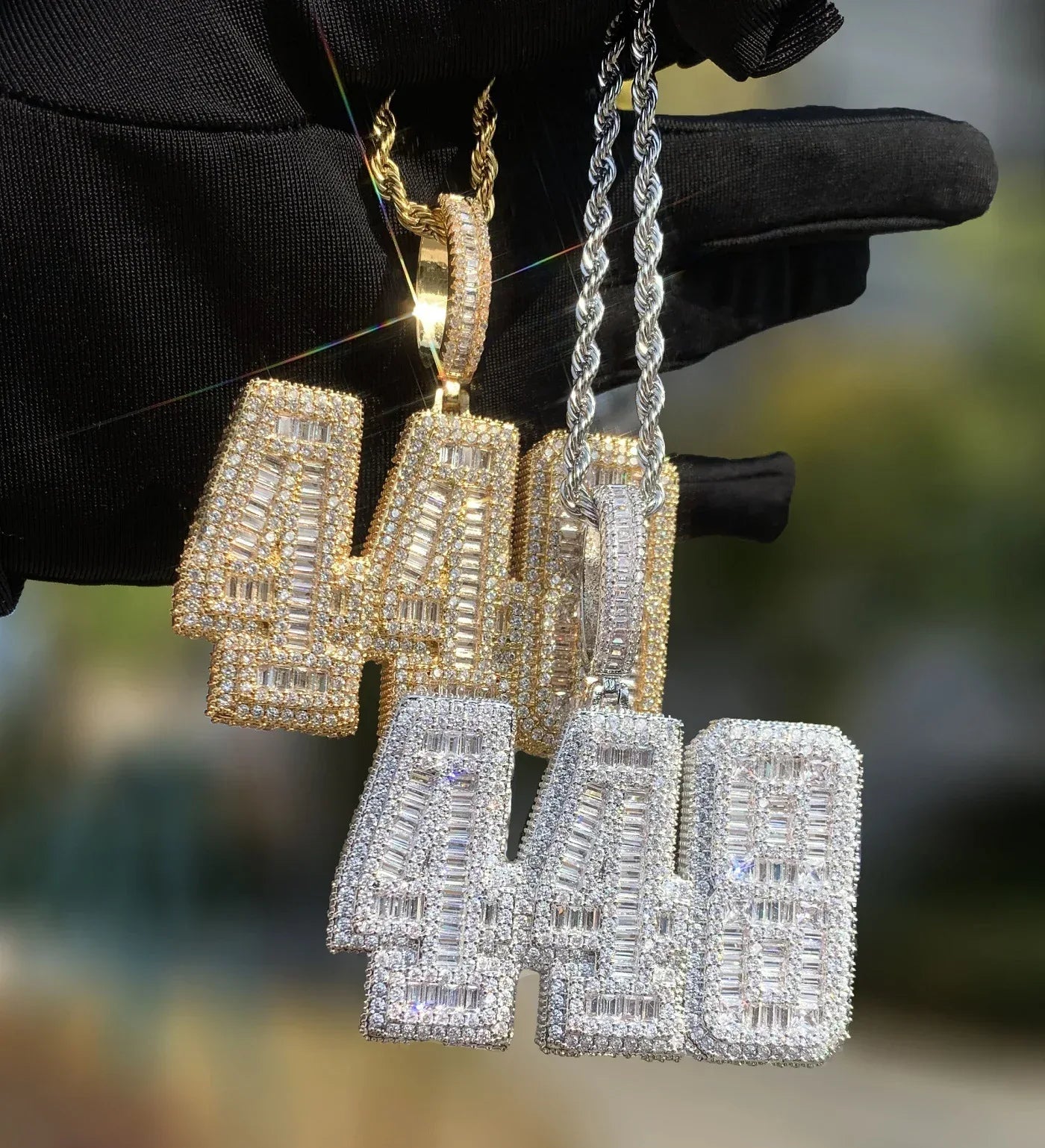 Iced Out 448 Number Pendant | CZ Micro-Pave Hip Hop Streetwear Necklace - CaratixJewelry