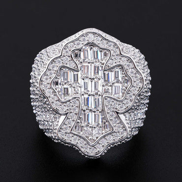D-Color VVS Step-Cut Moissanite Ring | S925 Silver Unisex Iced Out Fashion Jewelry - CaratixJewelry