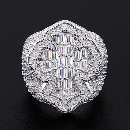 D-Color VVS Step-Cut Moissanite Ring | S925 Silver Unisex Iced Out Fashion Jewelry - CaratixJewelry