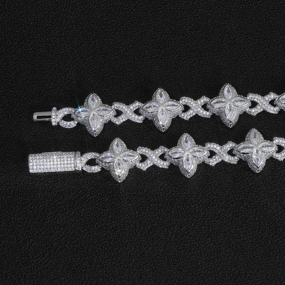 8mm Men's Thorn & Infinity 8 Clover Chain | Iced Out Zircon Necklace & Bracelet | Custom Gold Chain Rapper Style | Caratix - CaratixJewelry