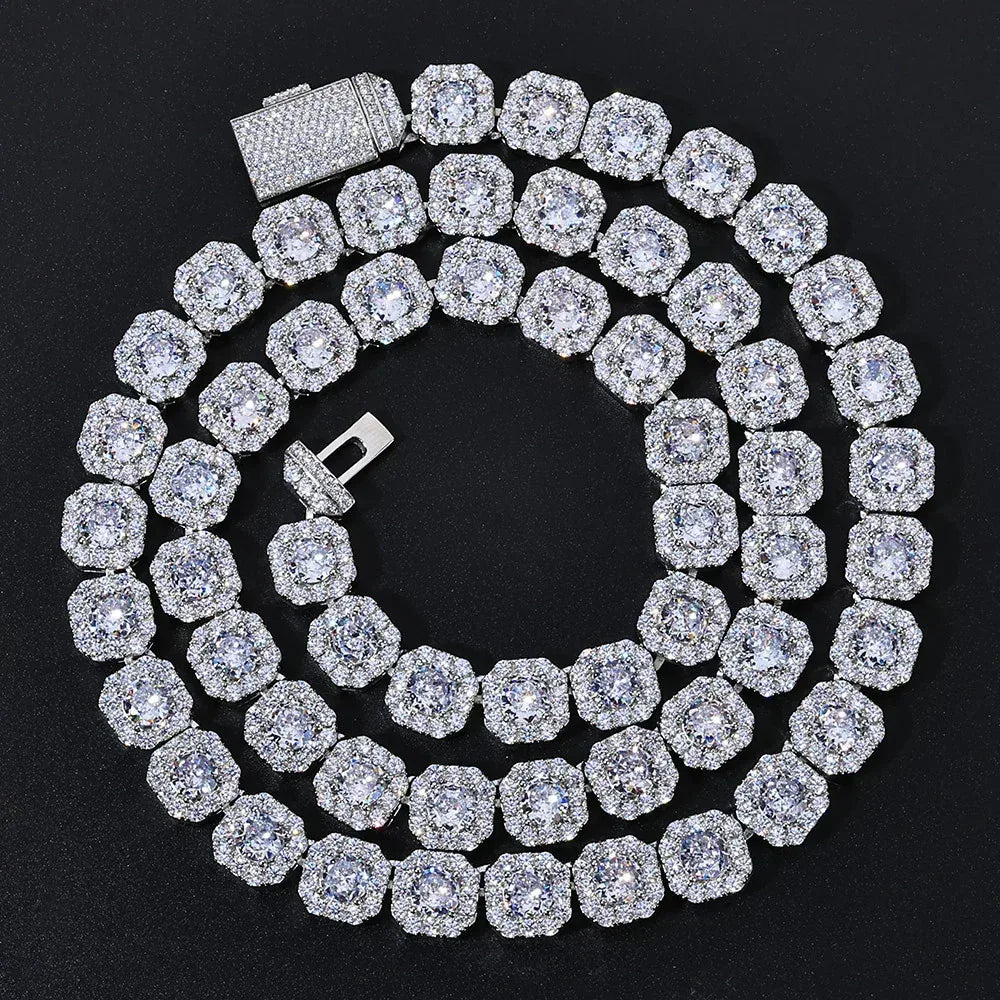 10mm Square Tennis Chain Iced-Out Zircon Necklace for Men | Caratix Jewelry - CaratixJewelry