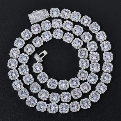 10mm Square Tennis Chain Iced-Out Zircon Necklace for Men | Caratix Jewelry - CaratixJewelry