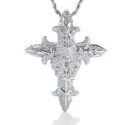 Custom Skull Cross Pendant Necklace Moissanite Hip Hop Jewelry | Caratix Jewelry - CaratixJewelry