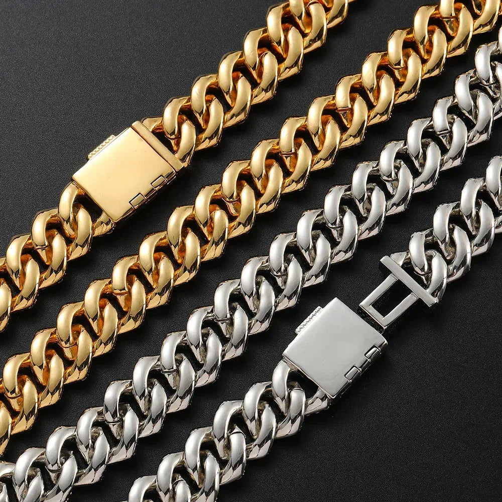 15mm Double-Row Moissanite -Cut Cuban Link Chain – S925 Sterling Silver Iced-Out Hip Hop Men’s Luxury Streetwear Necklace - CaratixJewelry