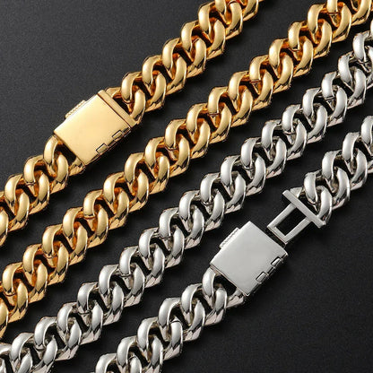 15mm Double-Row Moissanite -Cut Cuban Link Chain – S925 Sterling Silver Iced-Out Hip Hop Men’s Luxury Streetwear Necklace - CaratixJewelry