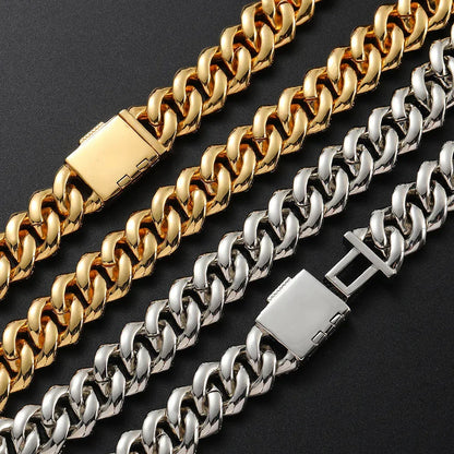 Cuban Chain Necklace with Zircon Stones - CaratixJewelry