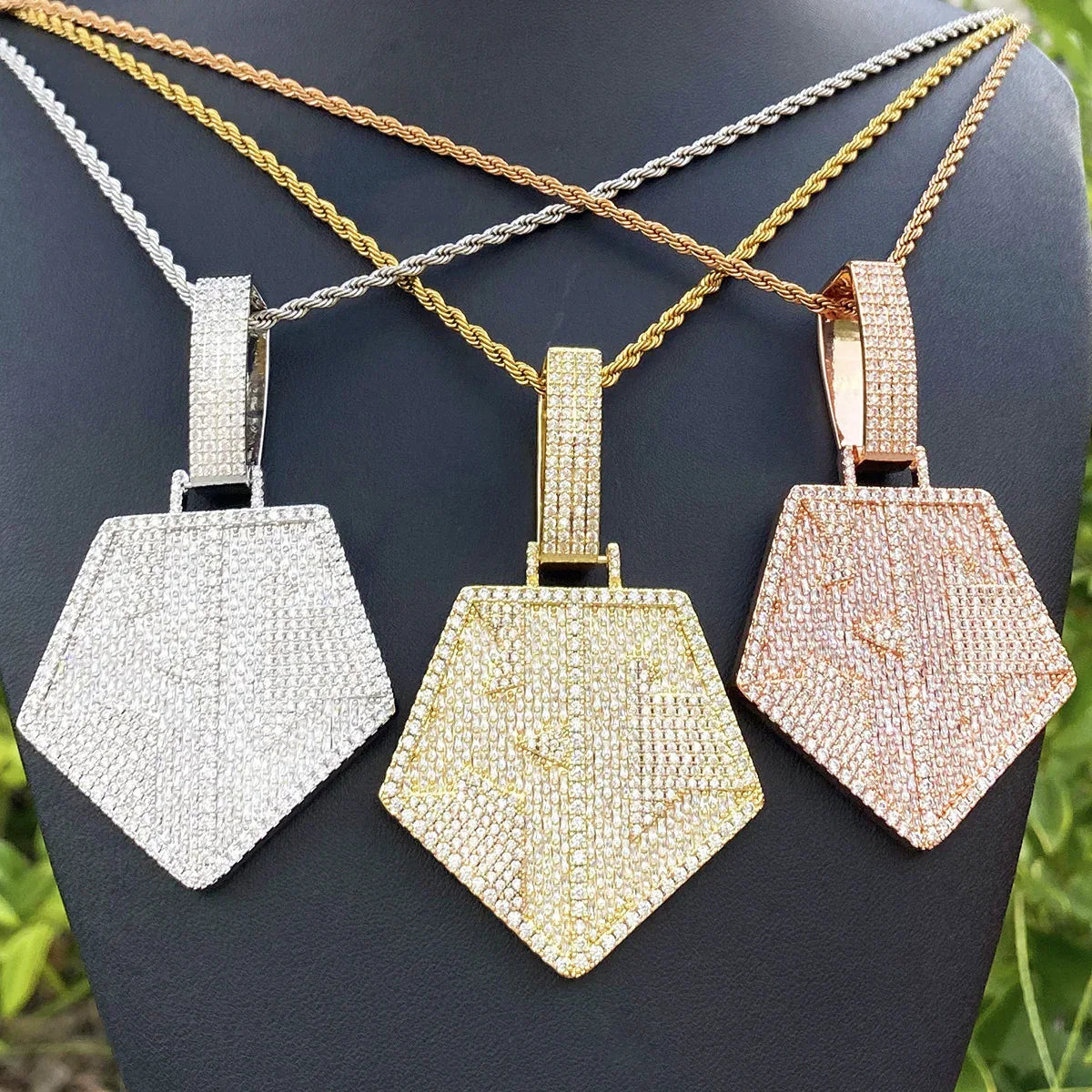 Iced Out "KC" Letters Pendant | Men's Initial / Kansas City Necklace - CaratixJewelry