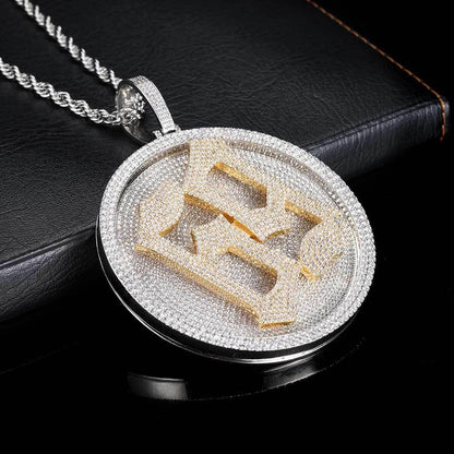 Custom Rotating Letter Pendant Necklace with Micro-Pave Zircon Stones for Men | Caratix Jewelry - CaratixJewelry