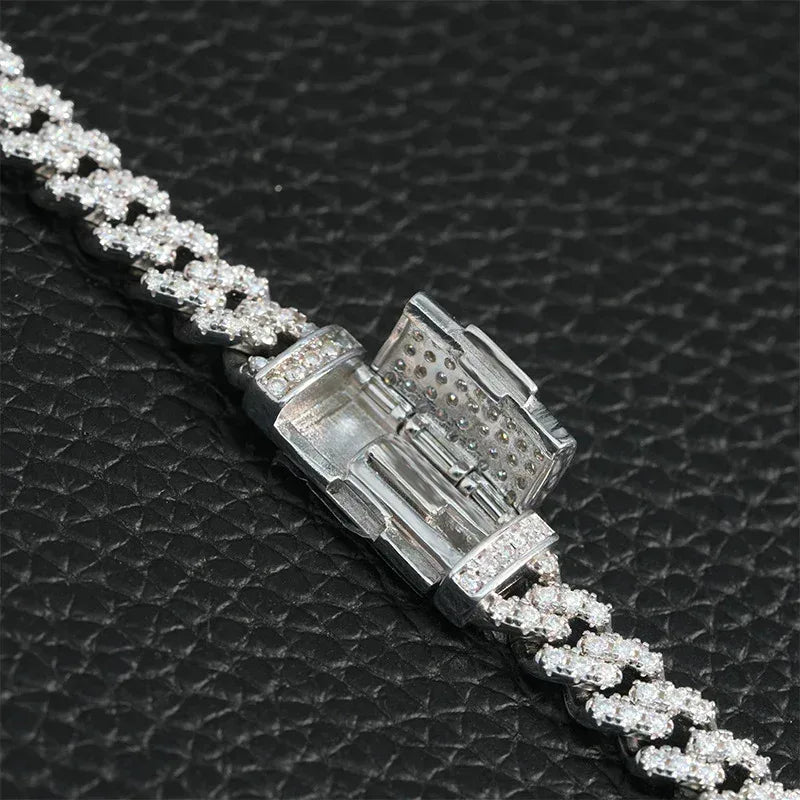 6mm Iced-Out Moissanite Cuban Link Chain – S925 Sterling Silver -Cut Hip Hop Streetwear Necklace - CaratixJewelry