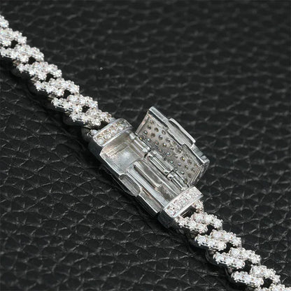 6mm Iced-Out Moissanite Cuban Link Chain – S925 Sterling Silver -Cut Hip Hop Streetwear Necklace - CaratixJewelry