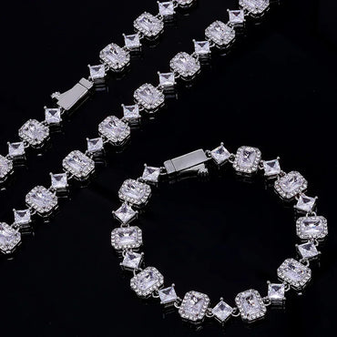 Geometric Zircon Chain Necklace Hip Hop Jewelry for Women | Caratix Jewelry - CaratixJewelry