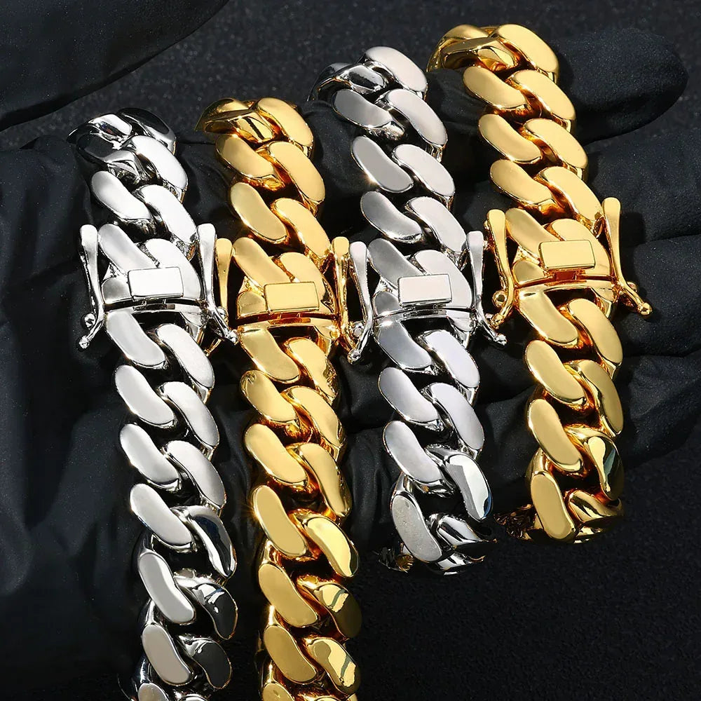 Polished Cuban Link Bracelet with Insert Clasp Hip Hop Jewelry - CaratixJewelry