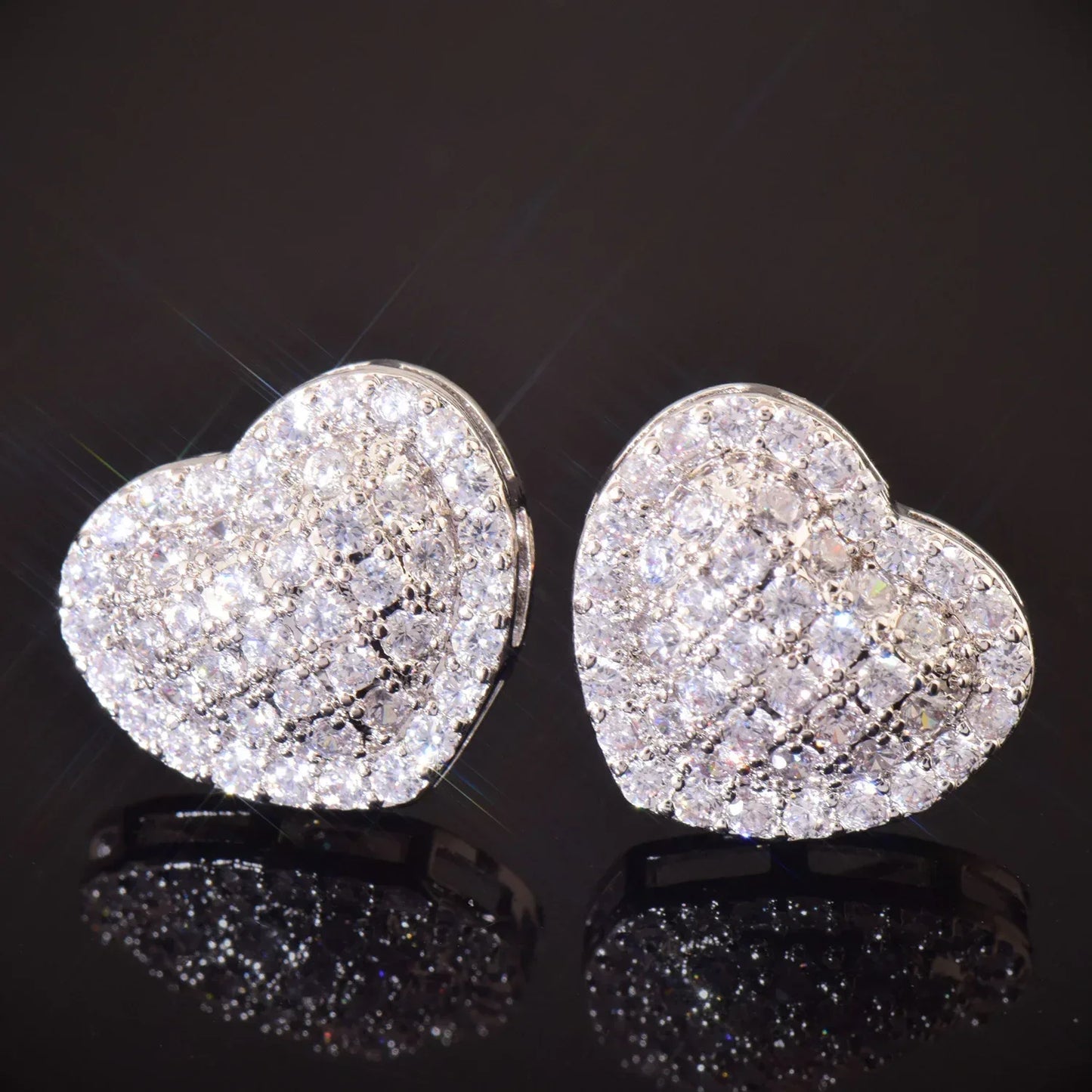 Heart Shaped Zircon Stud Earrings | Trendy & Fashionable Hip Hop Jewelry | Caratix Jewelry - CaratixJewelry