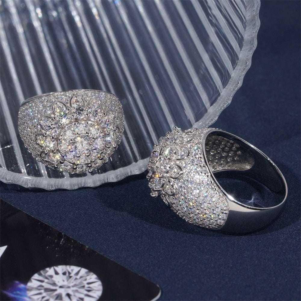 Men’s Moissanite Mini-Iced Ring | S925 Silver Full Iced Out Hip Hop Jewelry - CaratixJewelry
