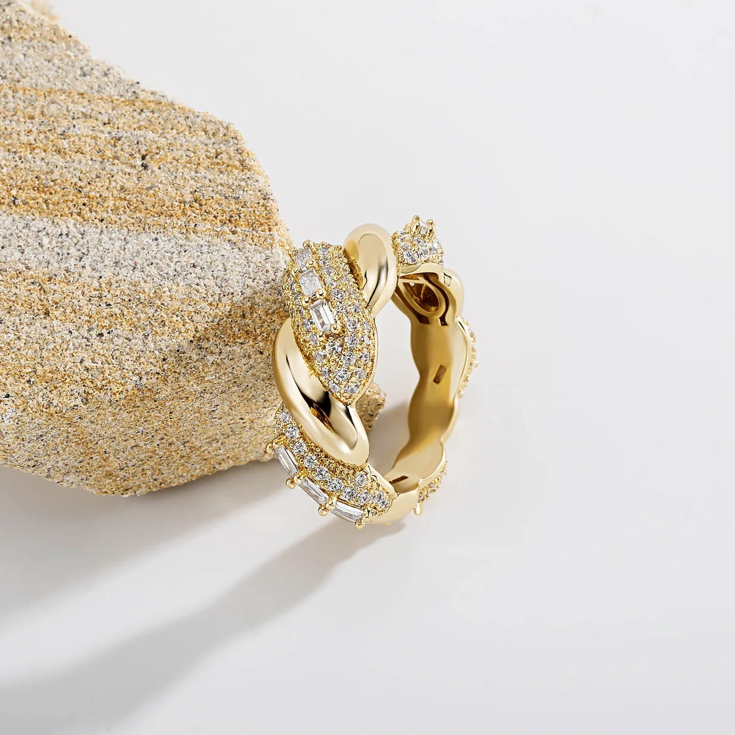 Twisted Rope Thorn Ring | Iced Out Micro-Pave Band | Caratix