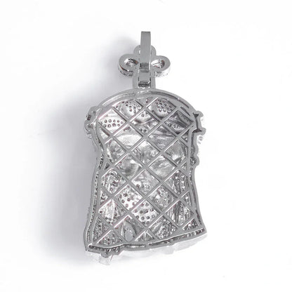 Men's Clover-Clasp Figure Portrait Pendant | Iced Out Copper Zircon Medallion | Custom Hip Hop Bling | Caratix - CaratixJewelry