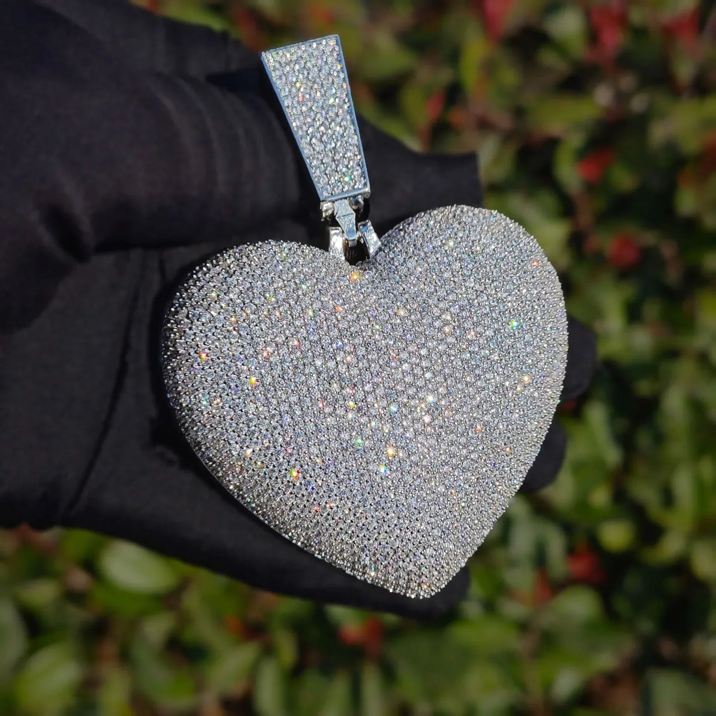 Iced Out Big Heart Pendant Cuban Chain Necklace – Hip Hop CZ Heavy Luxury Jewelry - CaratixJewelry