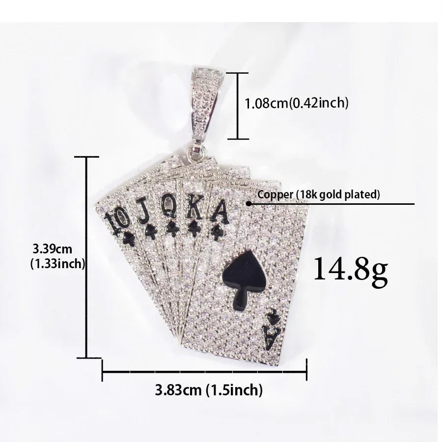 Iced Out Ace of Spades Pendant Necklace – Hip Hop CZ Playing Card Jewelry for Men - CaratixJewelry