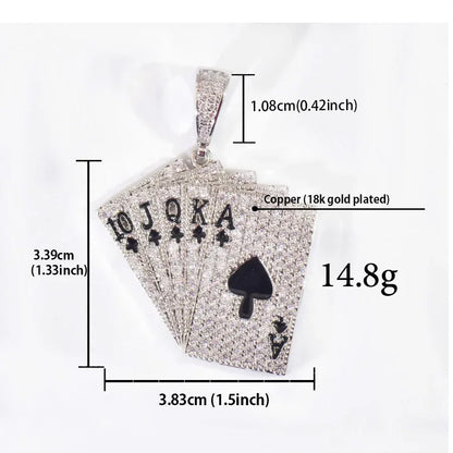Iced Out Ace of Spades Pendant Necklace – Hip Hop CZ Playing Card Jewelry for Men - CaratixJewelry