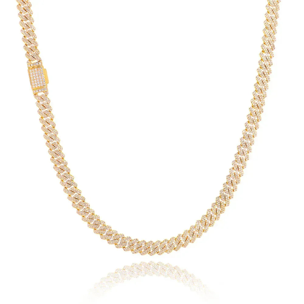 8mm Double-Row Moissanite Cuban Link Chain – S925 Sterling Silver Iced-Out Luxury Hip Hop Men’s Statement Necklace - CaratixJewelry