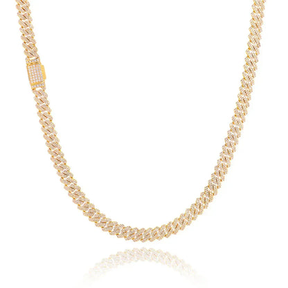 8mm Double-Row Moissanite Cuban Link Chain – S925 Sterling Silver Iced-Out Luxury Hip Hop Men’s Statement Necklace - CaratixJewelry