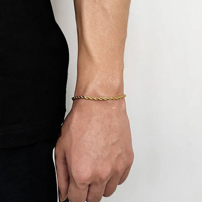 Stainless Steel Rope Chain Bracelet 18K Gold Plated for Men | Caratix Jewelry - CaratixJewelry