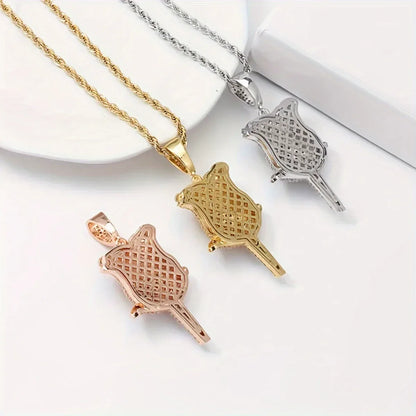 Unisex Iced Out Rose Pendant | Solid Color Real Copper CZ Necklace - CaratixJewelry