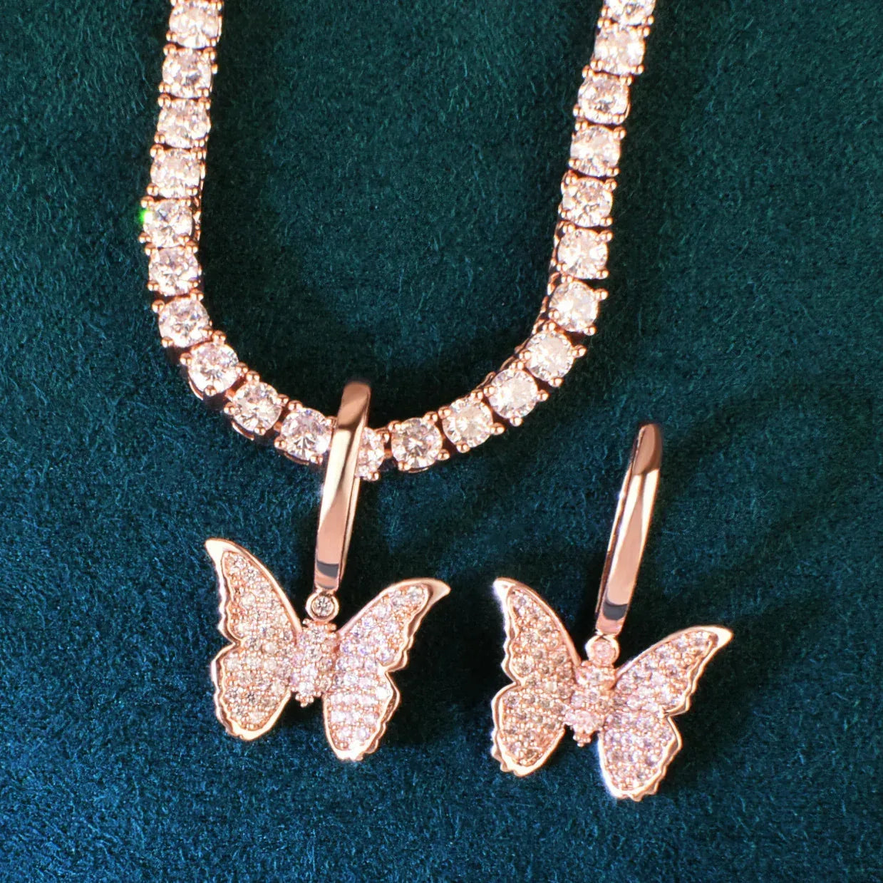 Mini Butterfly Pendant Necklace | CZ Hip Hop Unisex Streetwear Jewelry - CaratixJewelry