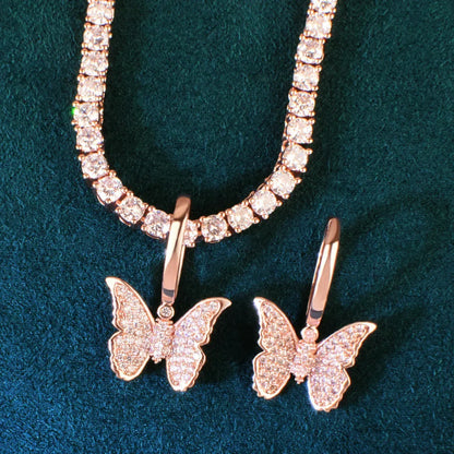 Mini Butterfly Pendant Necklace | CZ Hip Hop Unisex Streetwear Jewelry - CaratixJewelry