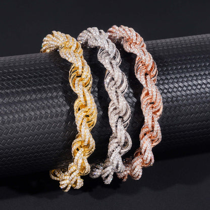 10mm S925 Sterling Silver Moissanite Rope Chain | Iced Out Twisted Link | Caratix