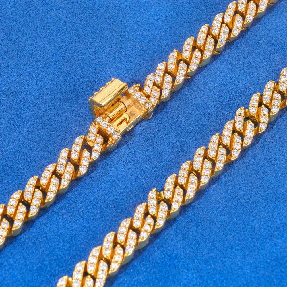 5mm Single-Row Moissanite Cuban Link Chain for Men – S925 Sterling Silver Luxury Hip Hop Necklace - CaratixJewelry