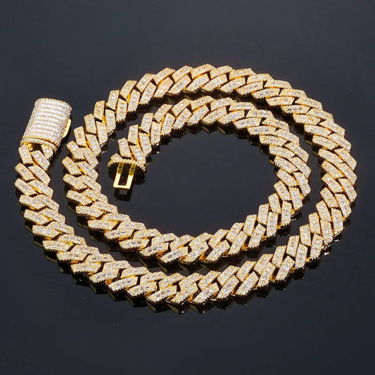 Custom 14mm Rhombus Baguette Mixed Cuban Chain - CaratixJewelry