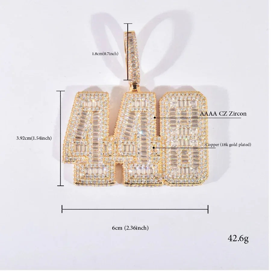 Iced Out 448 Number Pendant | CZ Micro-Pave Hip Hop Streetwear Necklace - CaratixJewelry