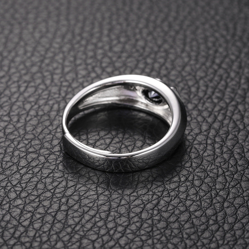 S925 Sterling Silver Marquise Moissanite Eye of Horus Ring – Adjustable Premium Statement Band
