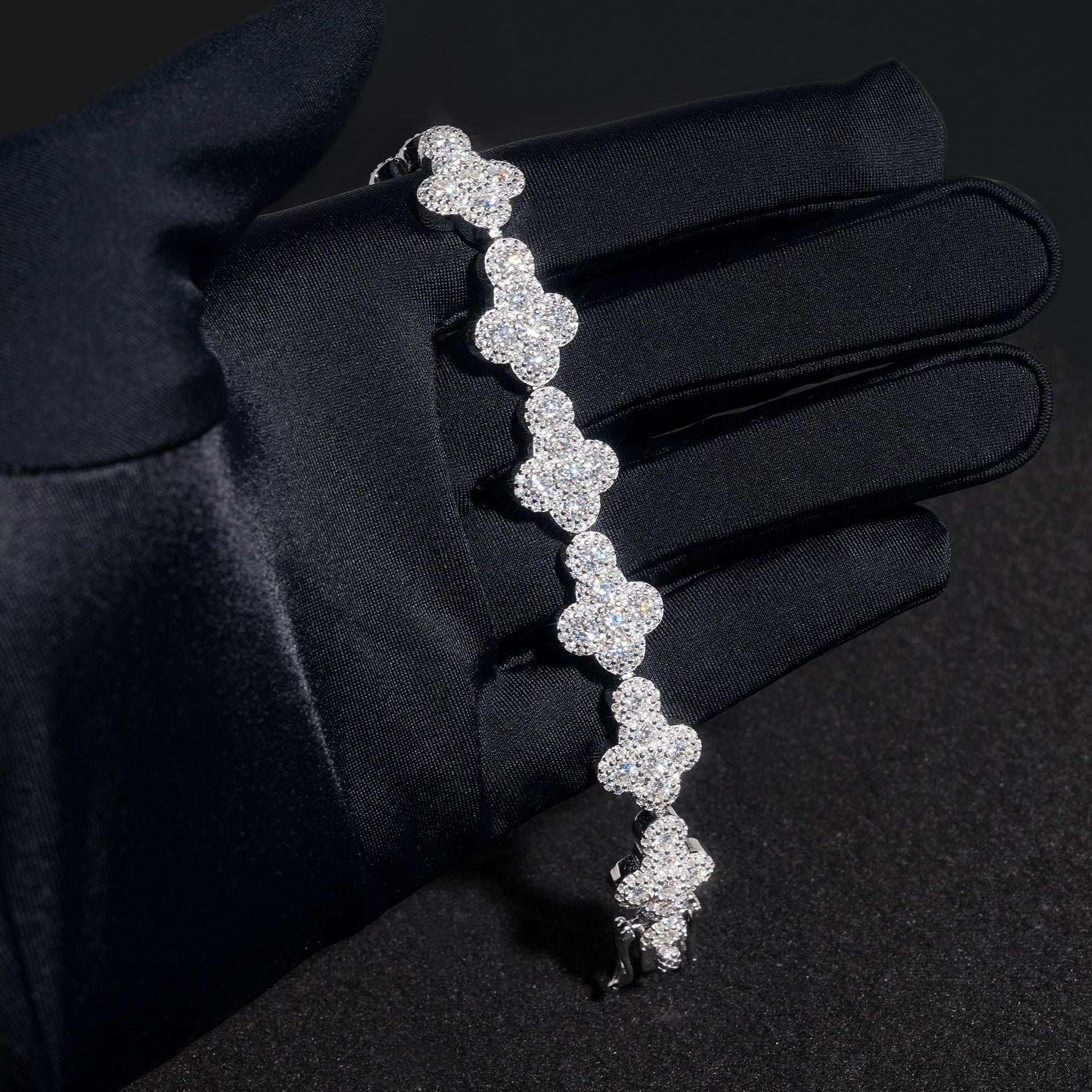 13mm Moissanite Cross Cuban Link Bracelet | S925 Silver Hip Hop Jewelry - CaratixJewelry