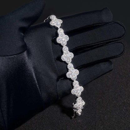 13mm Moissanite Cross Cuban Link Bracelet | S925 Silver Hip Hop Jewelry - CaratixJewelry