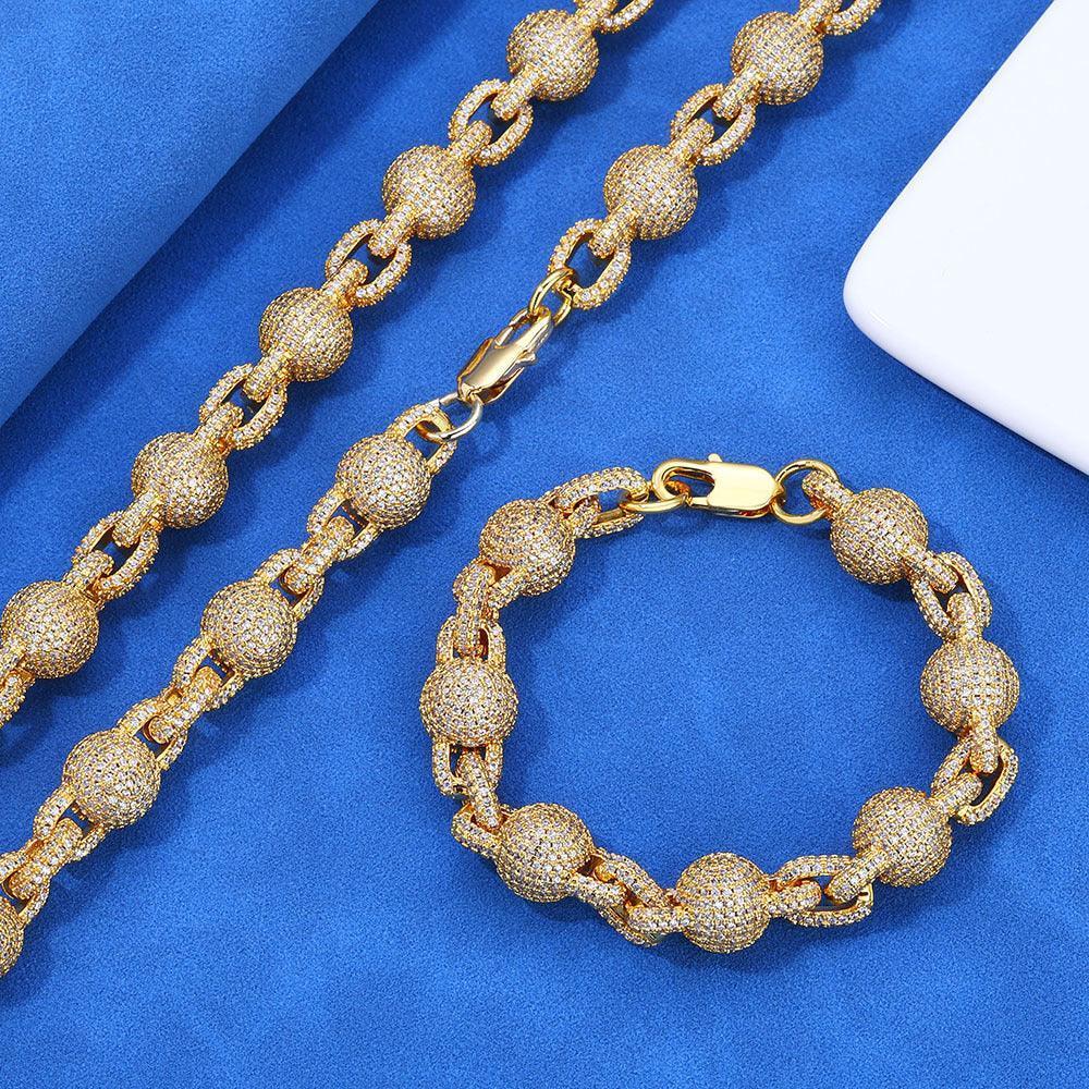 10.5mm Iced Out Zircon Bubble Bead Chain Bracelet for Men | Caratix Jewelry - CaratixJewelry