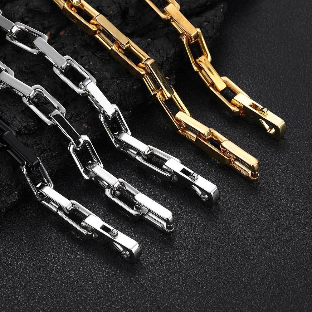 9mm Stainless Steel Bamboo Link Chain Necklace with Square Clasp for Men | Caratix Jewelry - CaratixJewelry