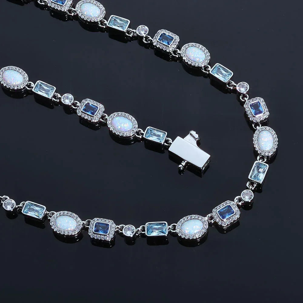 6mm Blue Zircon Bracelet Opal Style Chain Hip Hop Jewelry for Men | Caratix Jewelry - CaratixJewelry