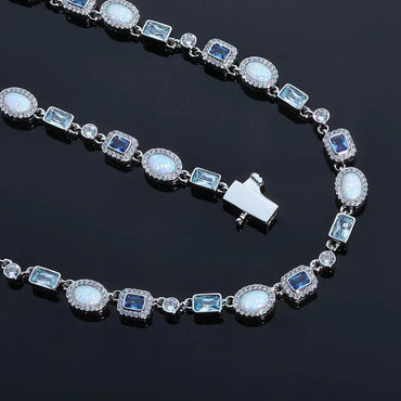 6mm Blue Zircon Bracelet Opal Style Chain Hip Hop Jewelry for Men | Caratix Jewelry - CaratixJewelry