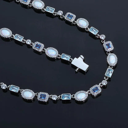 6mm Colored Gemstone Opal Style Chain Necklace Rapper Iced Out Chain for Men | Caratix Jewelry - CaratixJewelry