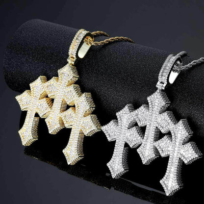 S925 Silver Moissanite Cross Pendant Necklace for Men | Caratix Jewelry - CaratixJewelry